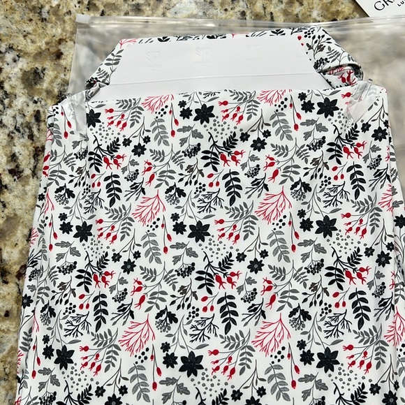 Graham Luxe Golf ⛳️ Shirt “Summer Flower” White/Red Collared New w/Tags Sz L - Picture 5 of 5